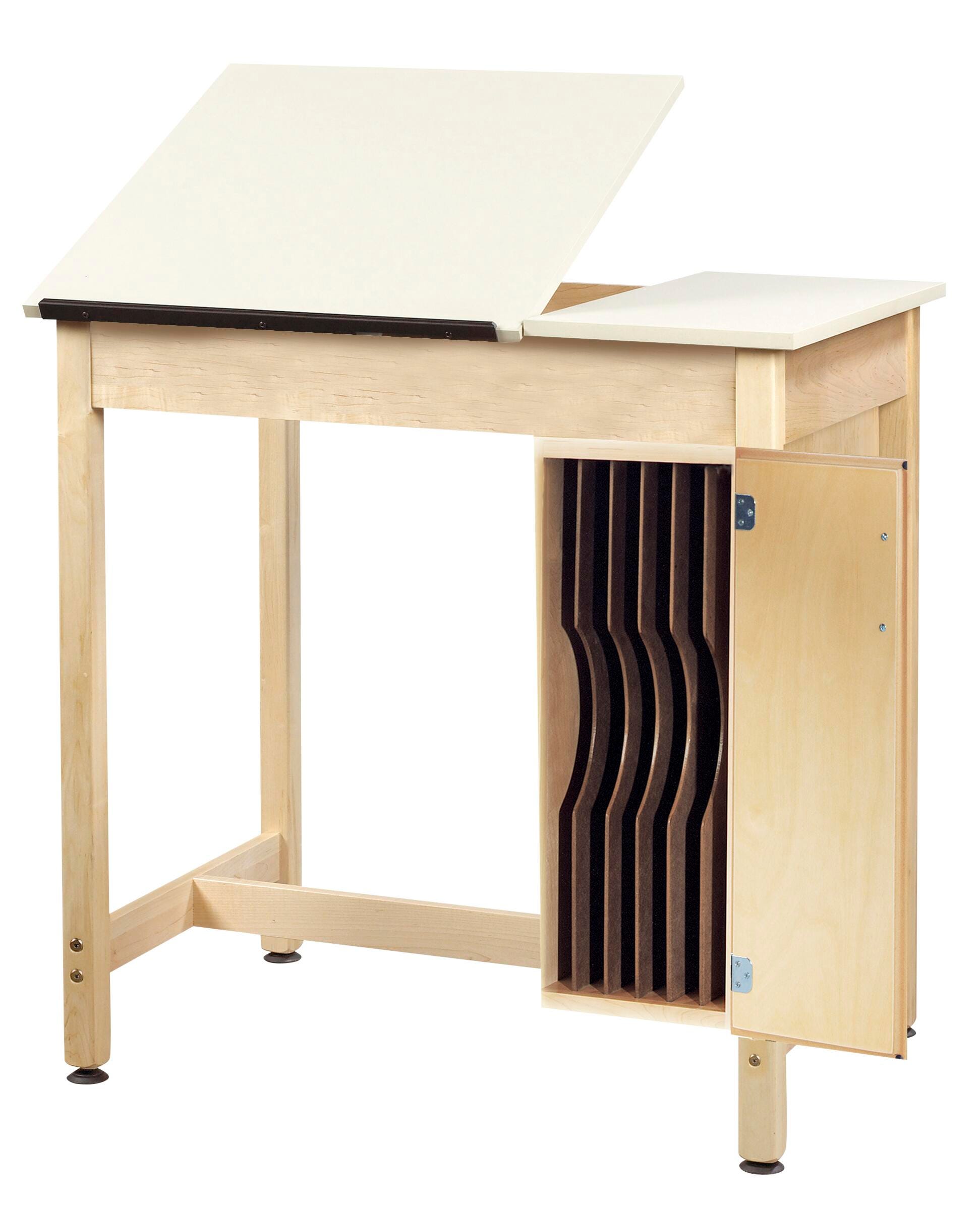 Diversified Spaces Drafting Table, Split Top, 42 x 30 x 39-3/4 Inches, Board Storage, Almond Laminate Top, Item Number 599207